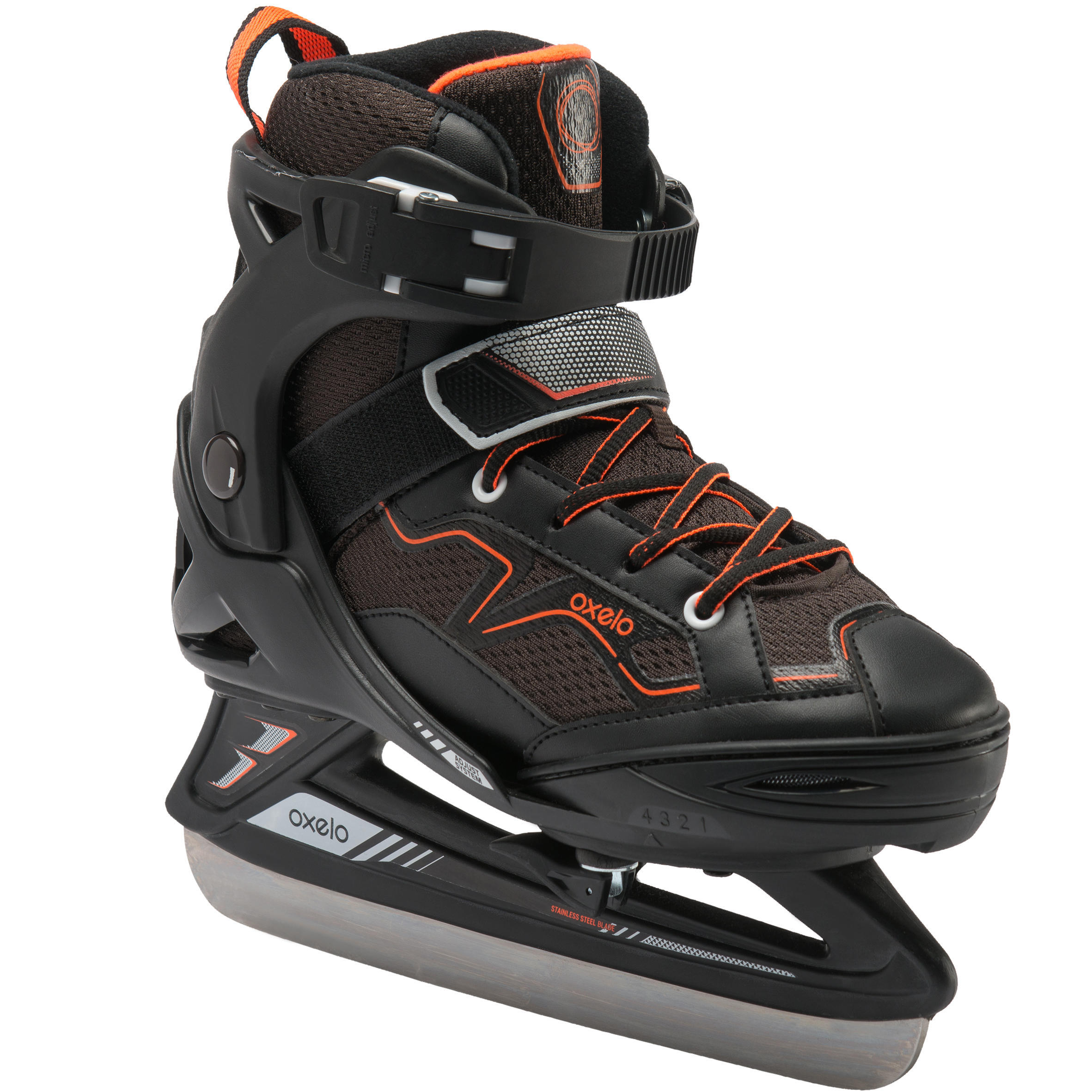 OXELO Kids' Ice Skates Fit 100 - Black/Orange