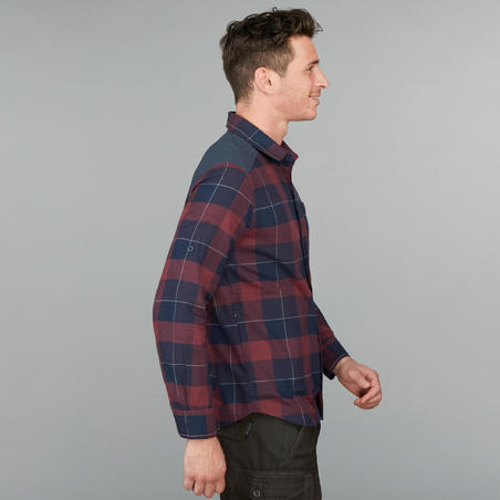 Chemise de trek voyage - TRAVEL100 WARM bordeaux homme