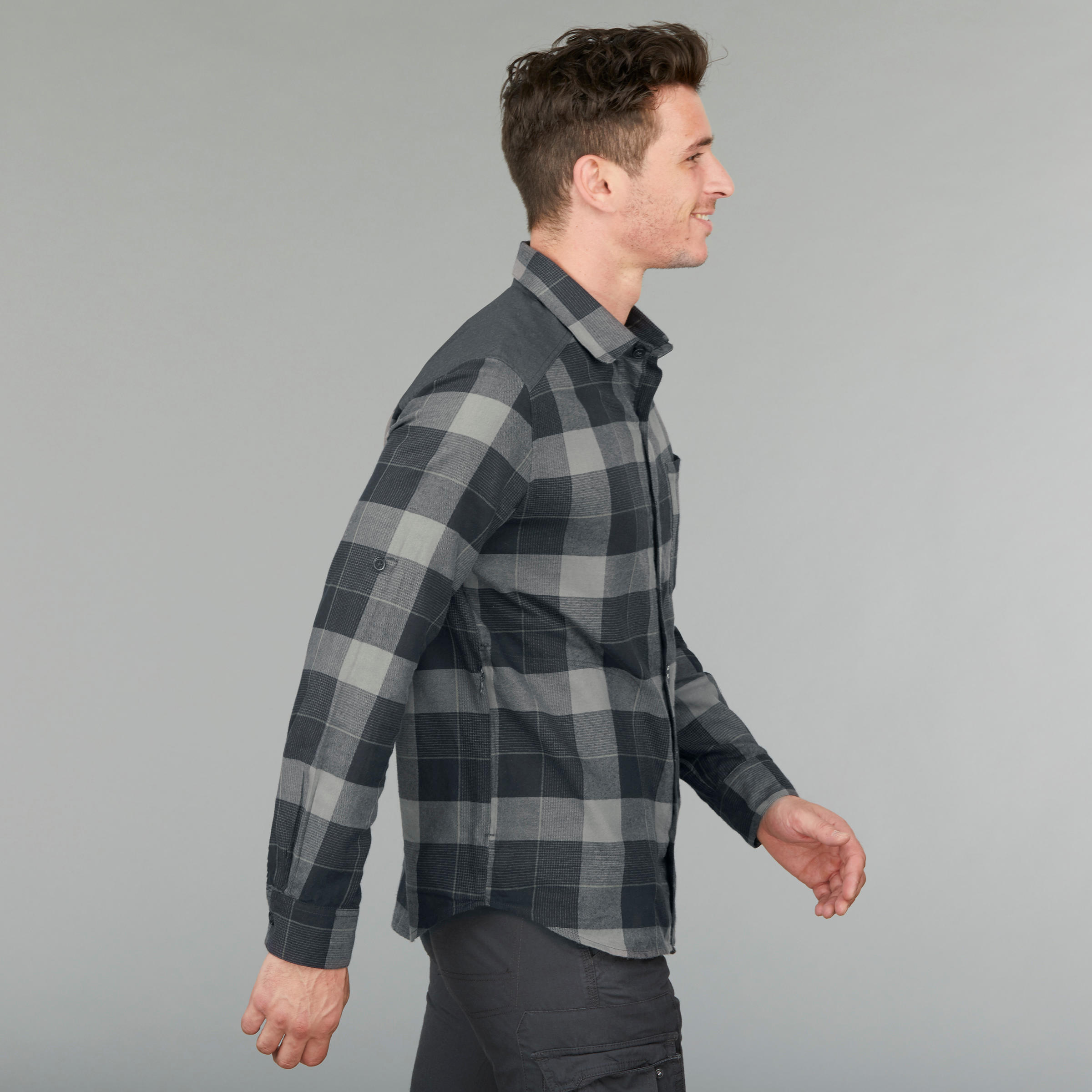 

Men' Backpacking Shirt TRAVEL 100 - Black -  By FORCLAZ | Decathlon