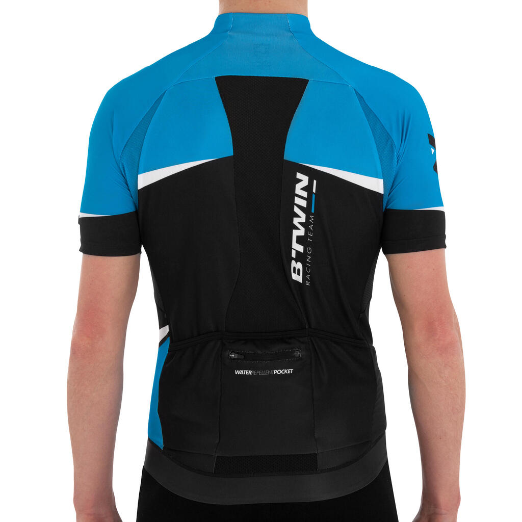 Kurzarm-Fahrradtrikot 700 Herren schwarz/weiß
