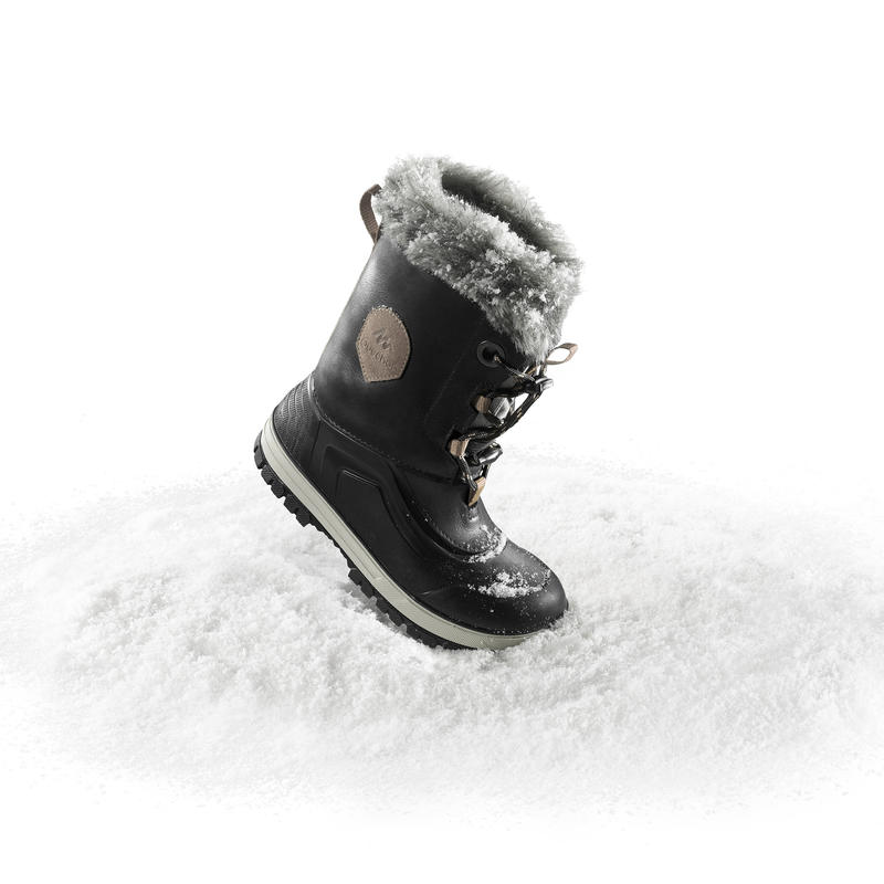 Bottes de randonnée neige enfant SH500 x-warm cuir noir