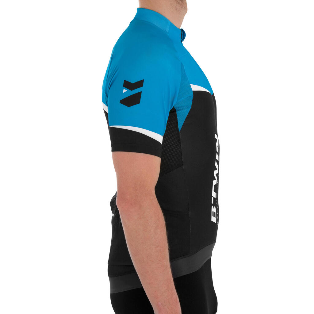 Kurzarm-Fahrradtrikot 700 Herren schwarz/weiß