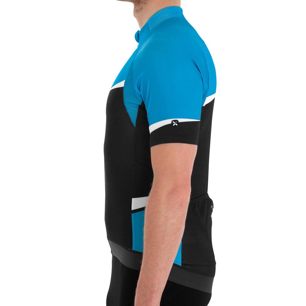 Kurzarm-Fahrradtrikot 700 Herren schwarz/weiß