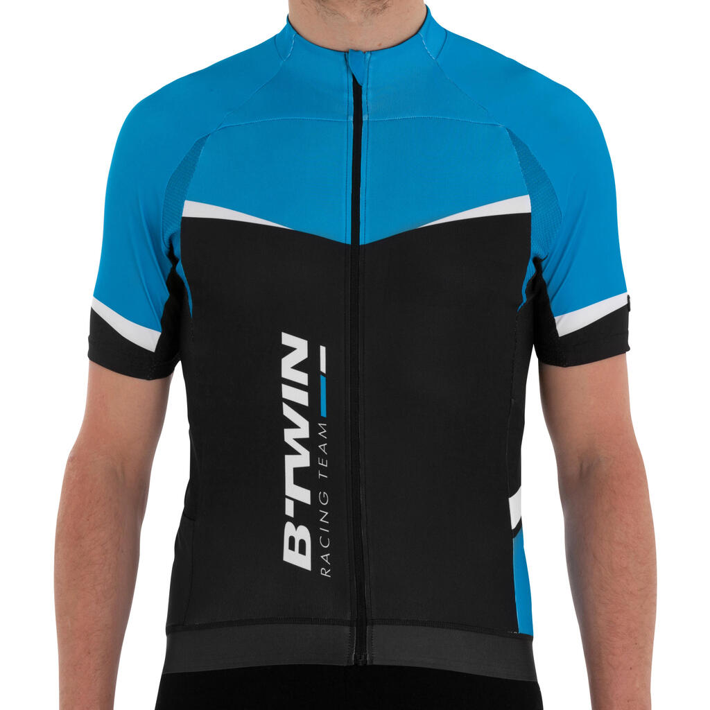 Kurzarm-Fahrradtrikot 700 Herren schwarz/weiß