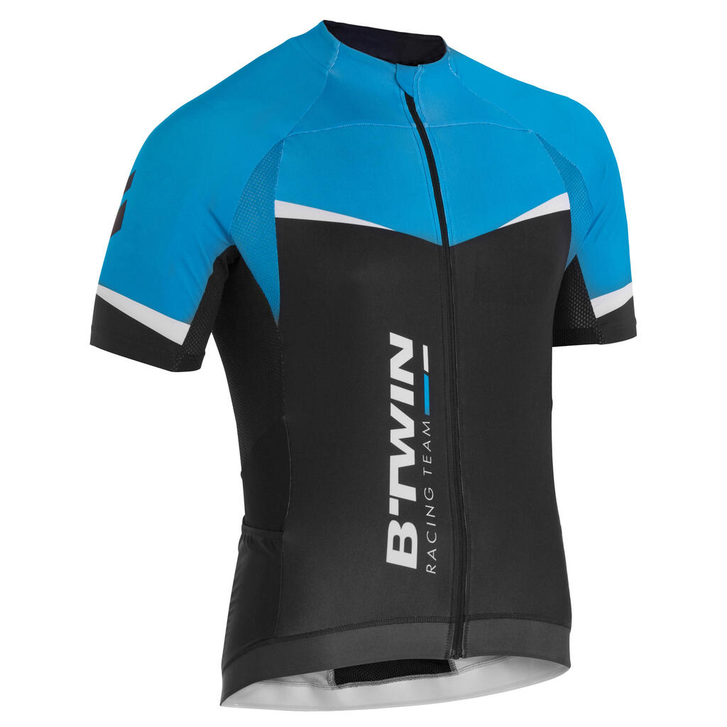 Kurzarm-Fahrradtrikot 700 Herren schwarz/weiß