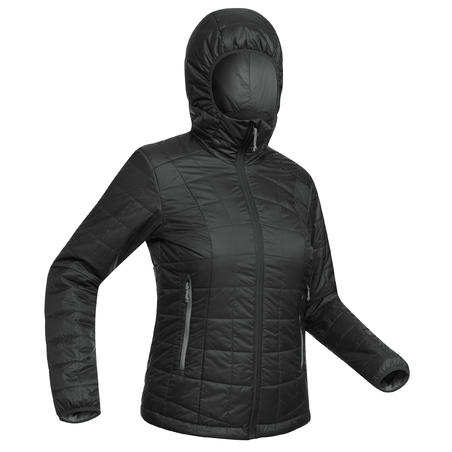 Women's Mountain Trekking Hooded Padded Jacket TREK 100 - Black