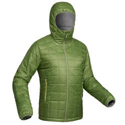 Men’s Hooded Mountain Trekking Padded Jacket TREK 100 - Green