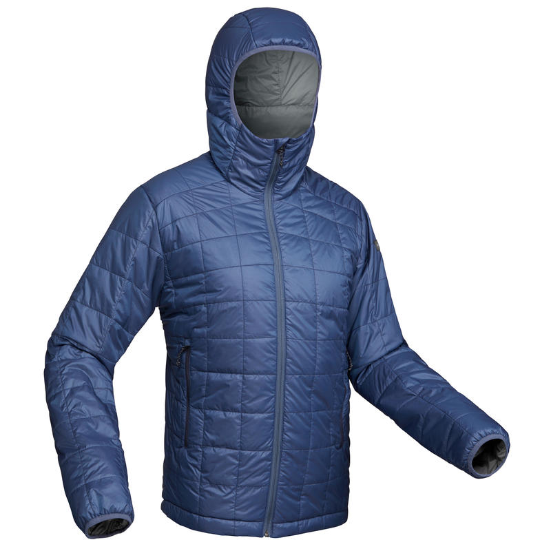 TREK 100 Mountain Trekking Hooded Padded Jacket Blue-Men’s TREK 100 Mountain Trekking Hooded Padded Jacket Blue-Men’s
