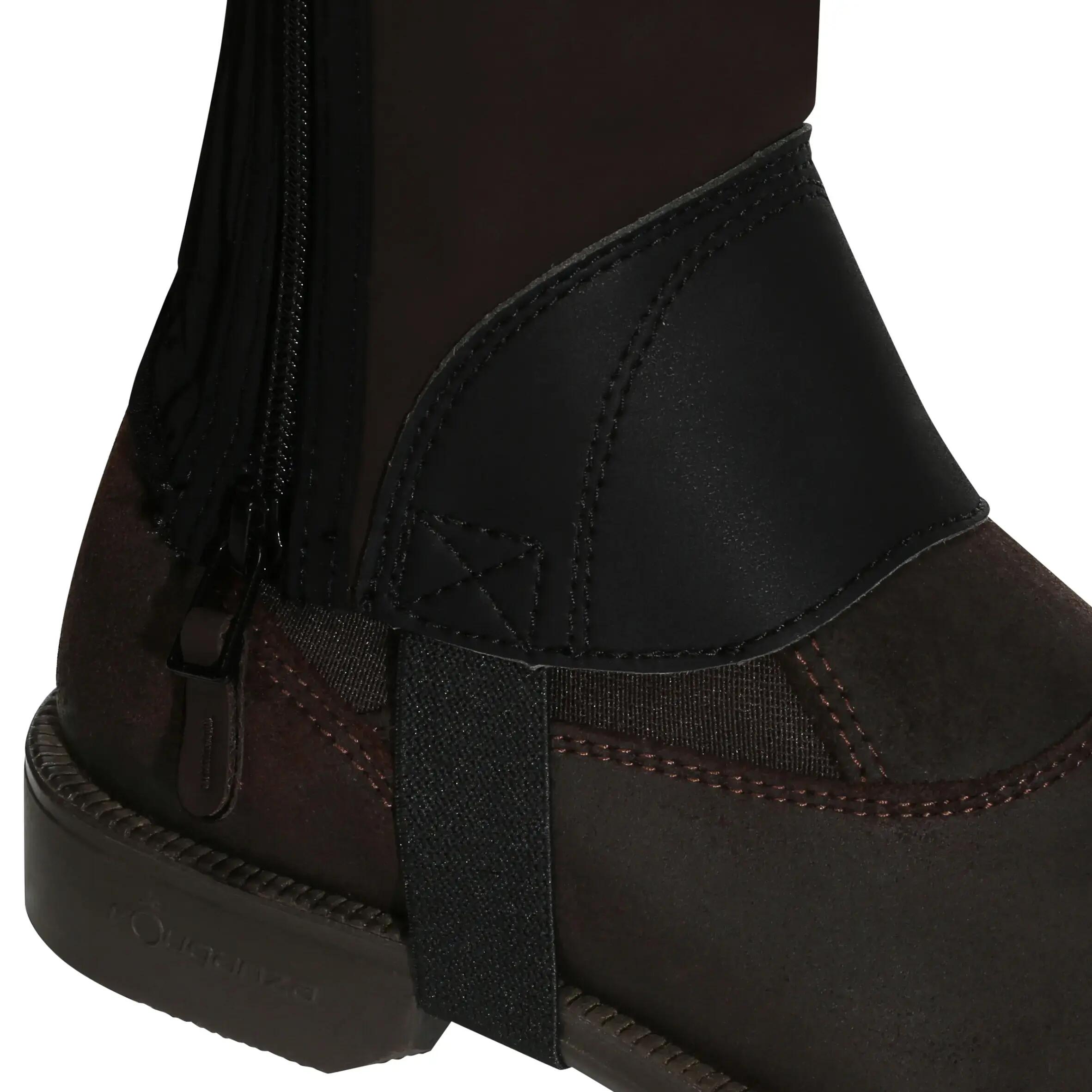 Basic 300 Adult Horse Riding Half-Chaps - Two-Tone Black/Brown 5/10