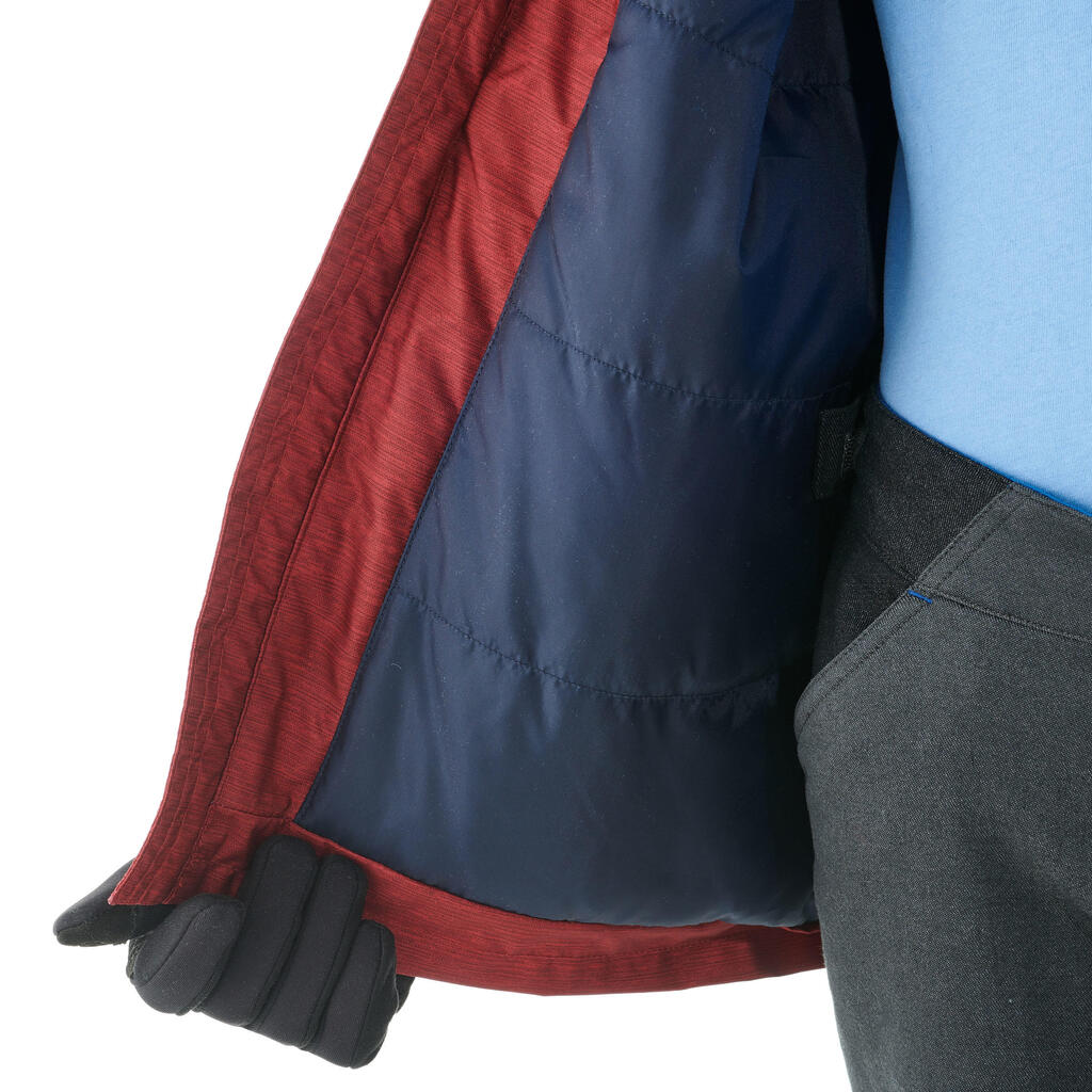 Detská bunda na zimnú turistiku SH100 warm červená