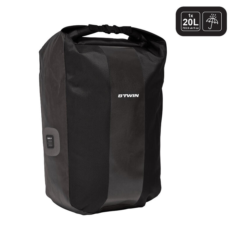 Alforjas bicicleta 20 L impermeable Elops 500 negro