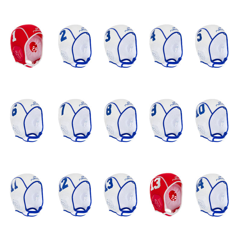 Set of 15 white Easyplay kid's water polo caps Set of 15 white Easyplay kid's water polo caps