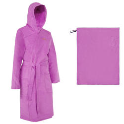 Pack peignoir et serviette L (80*130cm) microfibre femme violet
