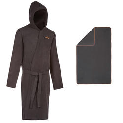 Pack peignoir noir et serviette microfibre L 80 * 130 cm noire