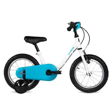 BICICLETA DE NIÑOS ARO 14 DRAGON100 BLANCO/AZUL - Decathlon