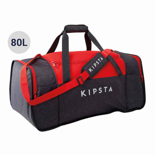 
      Tula para deportes colectivos Kipocket 80 litros gris rojo 
  