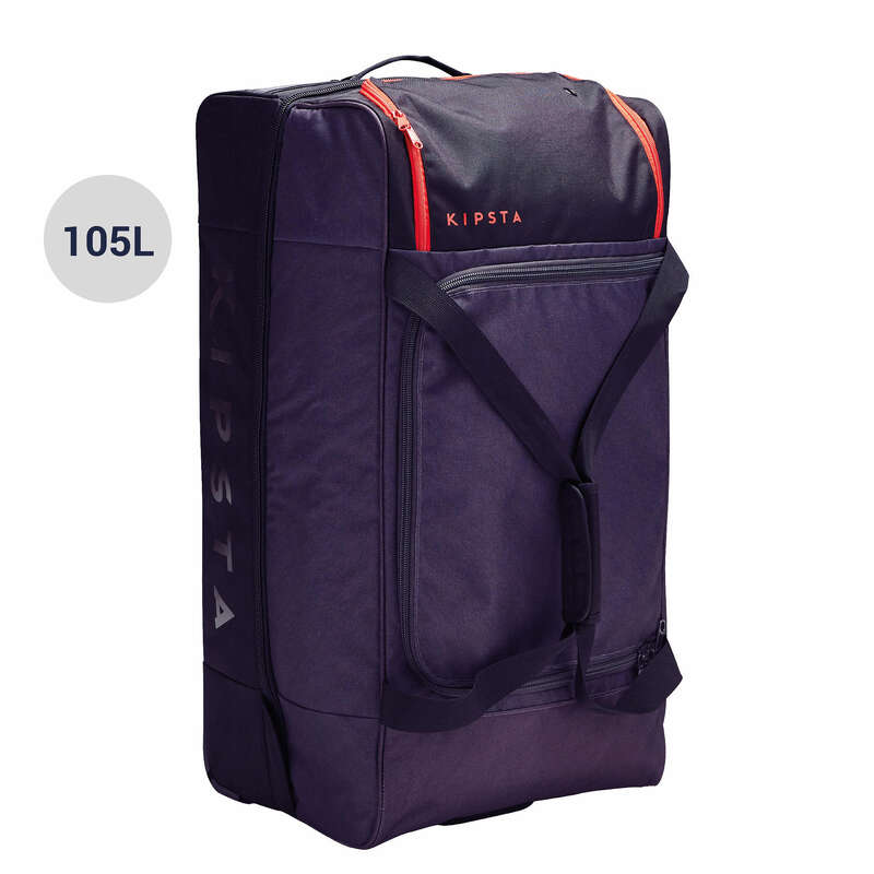 KIPSTA Classic 105L Rolling Bag Grey/Red Decathlon