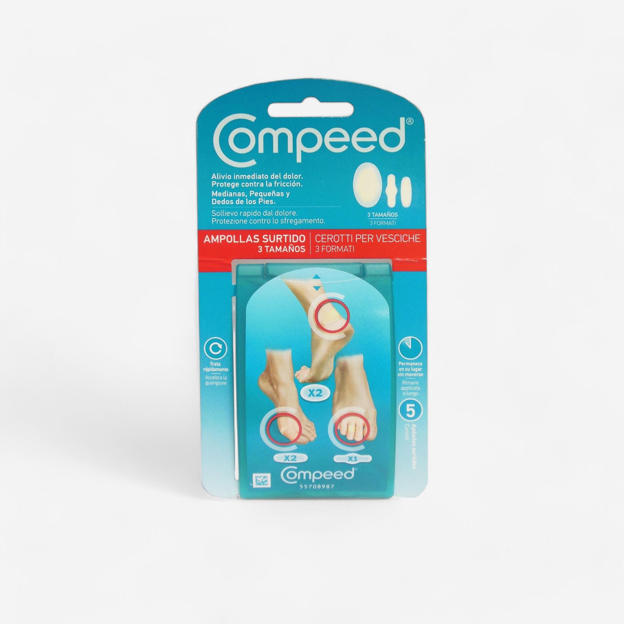 Decathlon | Cerotti per vesciche Compeed confezione mista di 5 cerotti in 3 diversi formati |  Compeed