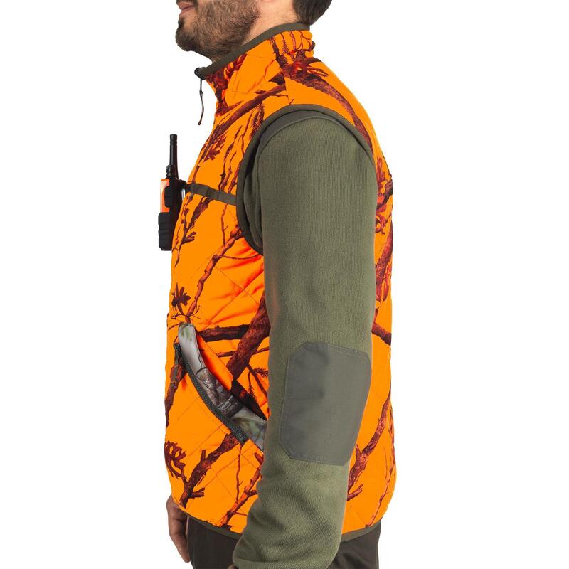 Omkeerbare bodywarmer voor de jacht 100 camouflage/fluo
