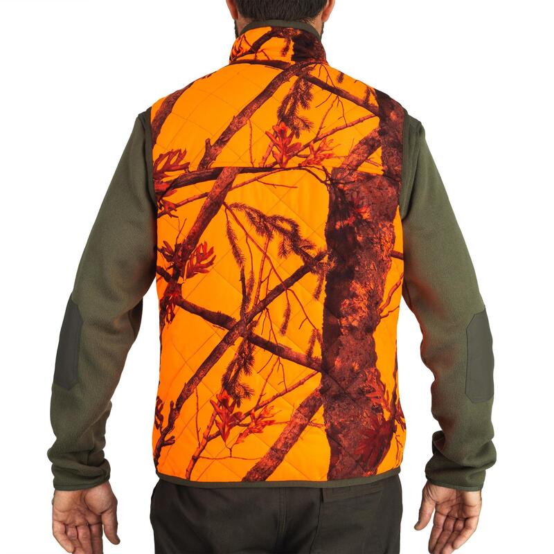Gilet chasse réversible camouflage/camouflage fluo 100