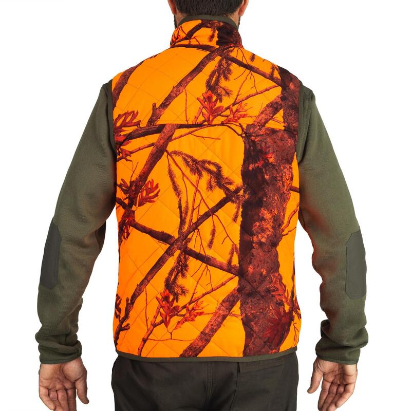 Omkeerbare bodywarmer voor de jacht 100 camouflage/fluo