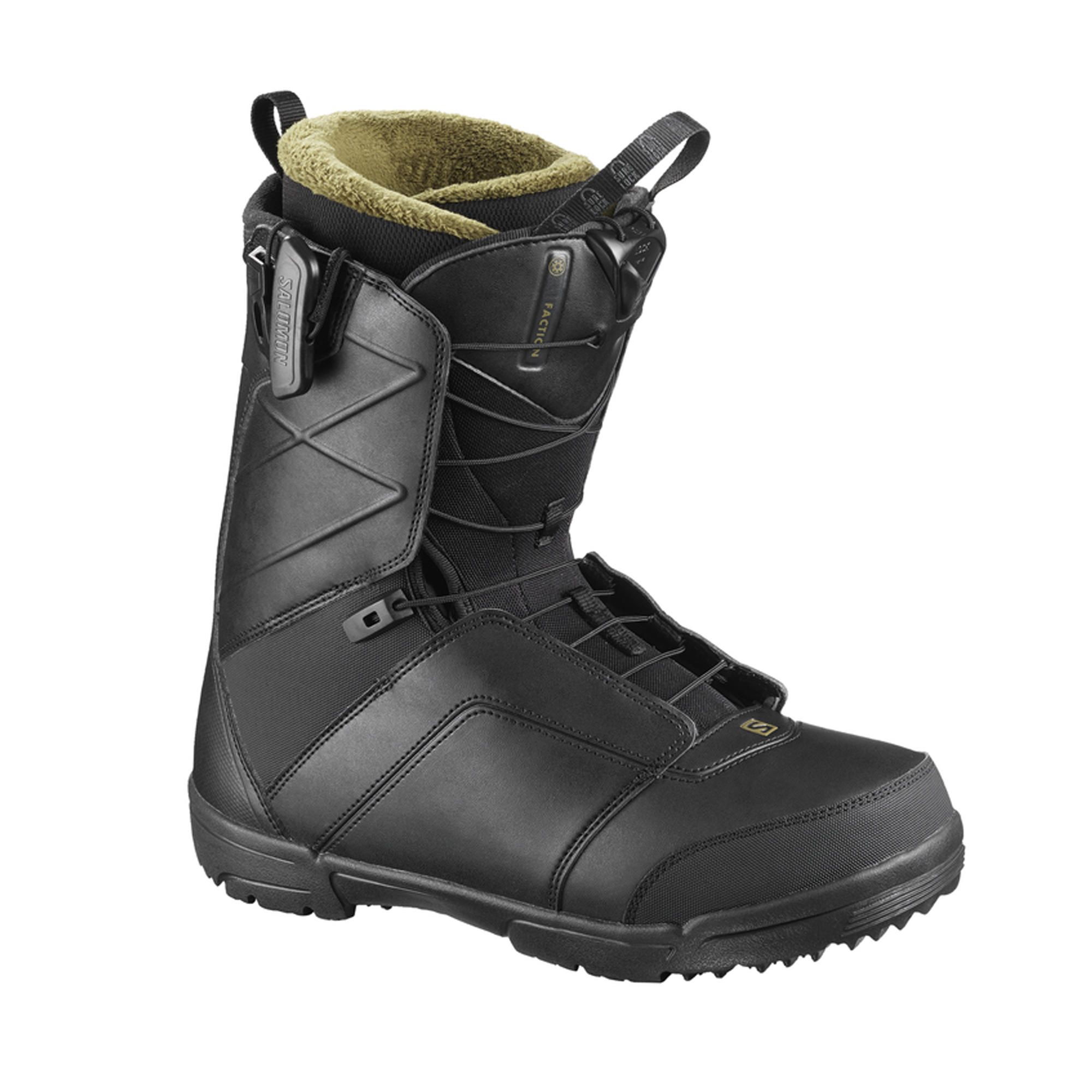 Men s All mountain Snowboard Boots Faction Zone Lock Black Decathlon