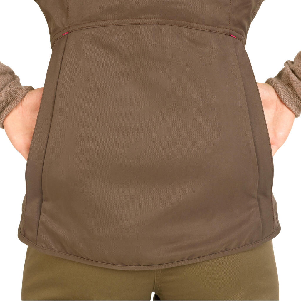 500 Reversible Women's Hunting Waistcoat - Brown/Fluo