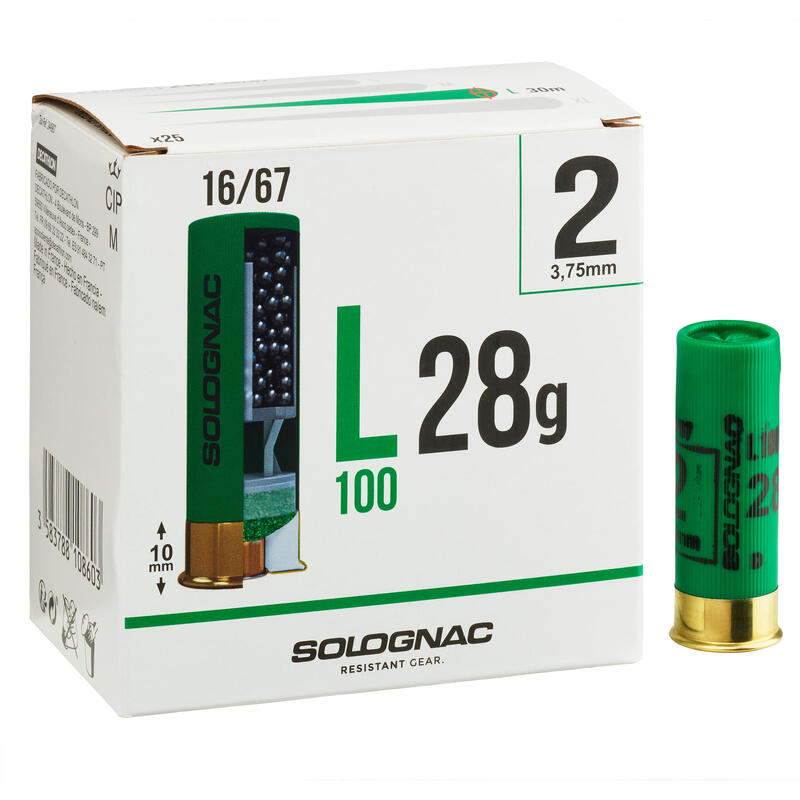 CARTOUCHE L100 28g CALIBRE 16/67 PLOMB N°2 X25
