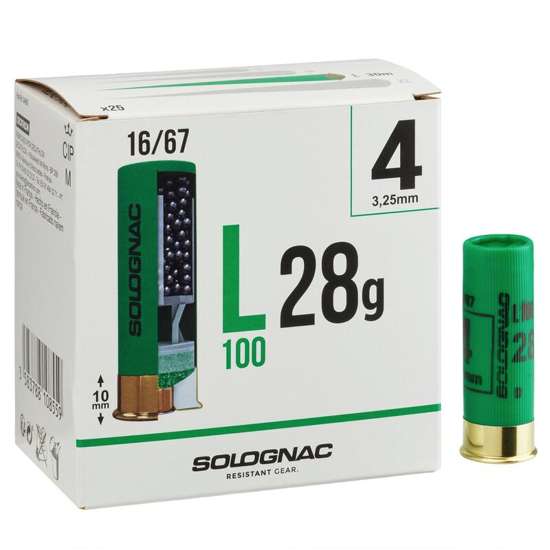 CARTOUCHE L100 28g CALIBRE 16/67 PLOMB N°4 X25
