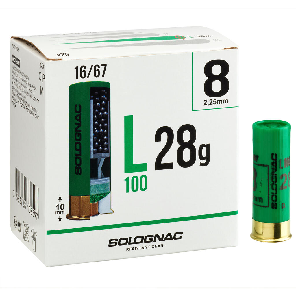 L100 GAUGE 16/67 CARTRIDGE 28 g N°2 X25