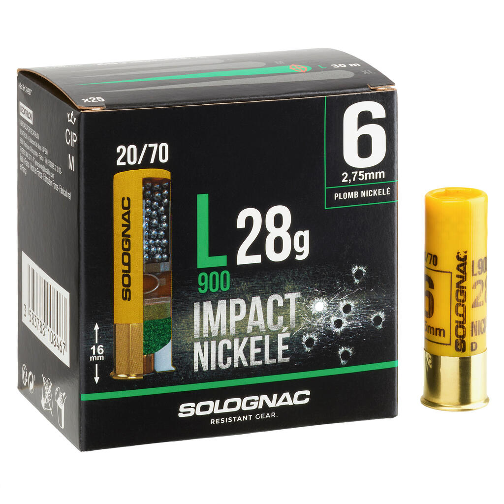 L900 GAUGE 20/70 NI CARTRIDGE 28 g PB6 X25