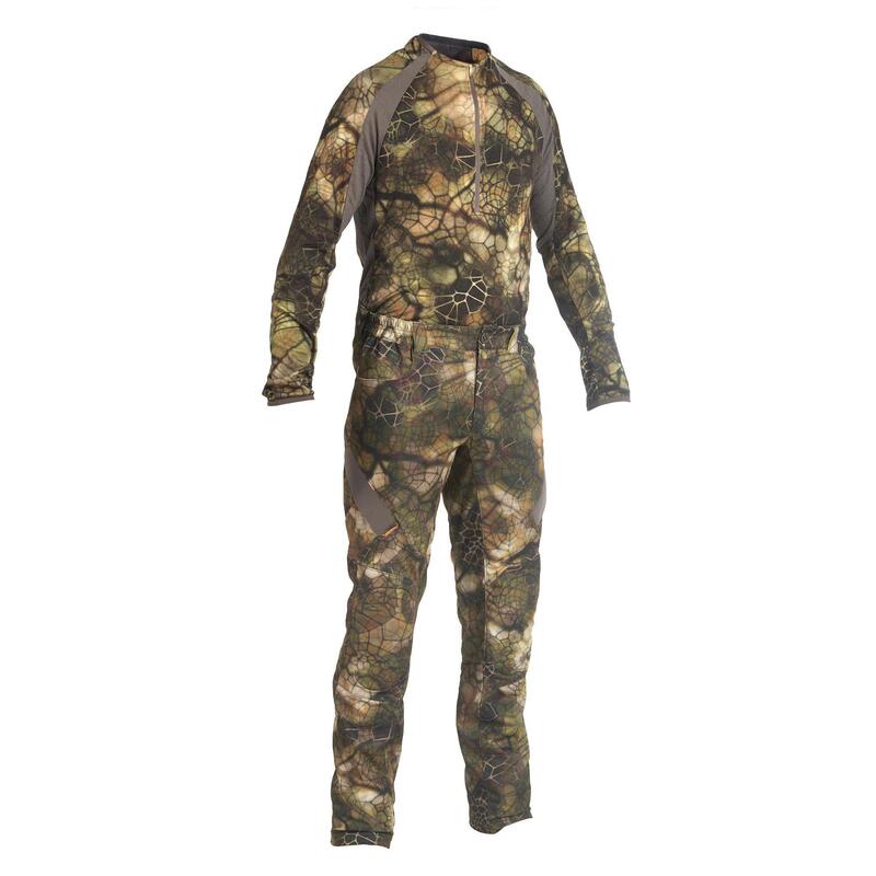 Ademende geluidloze jachtbroek 900 Furtiv camouflage