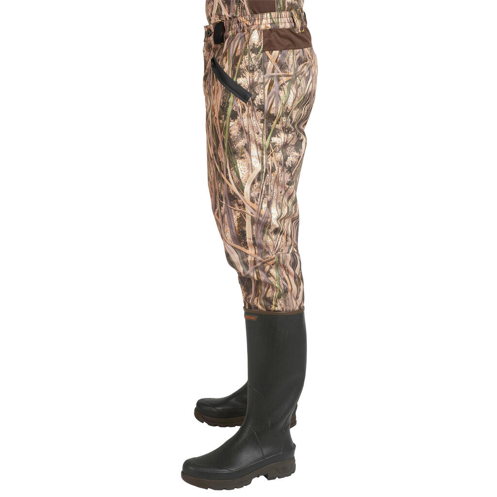 500 waterproof hunting trousers with wetlands camo