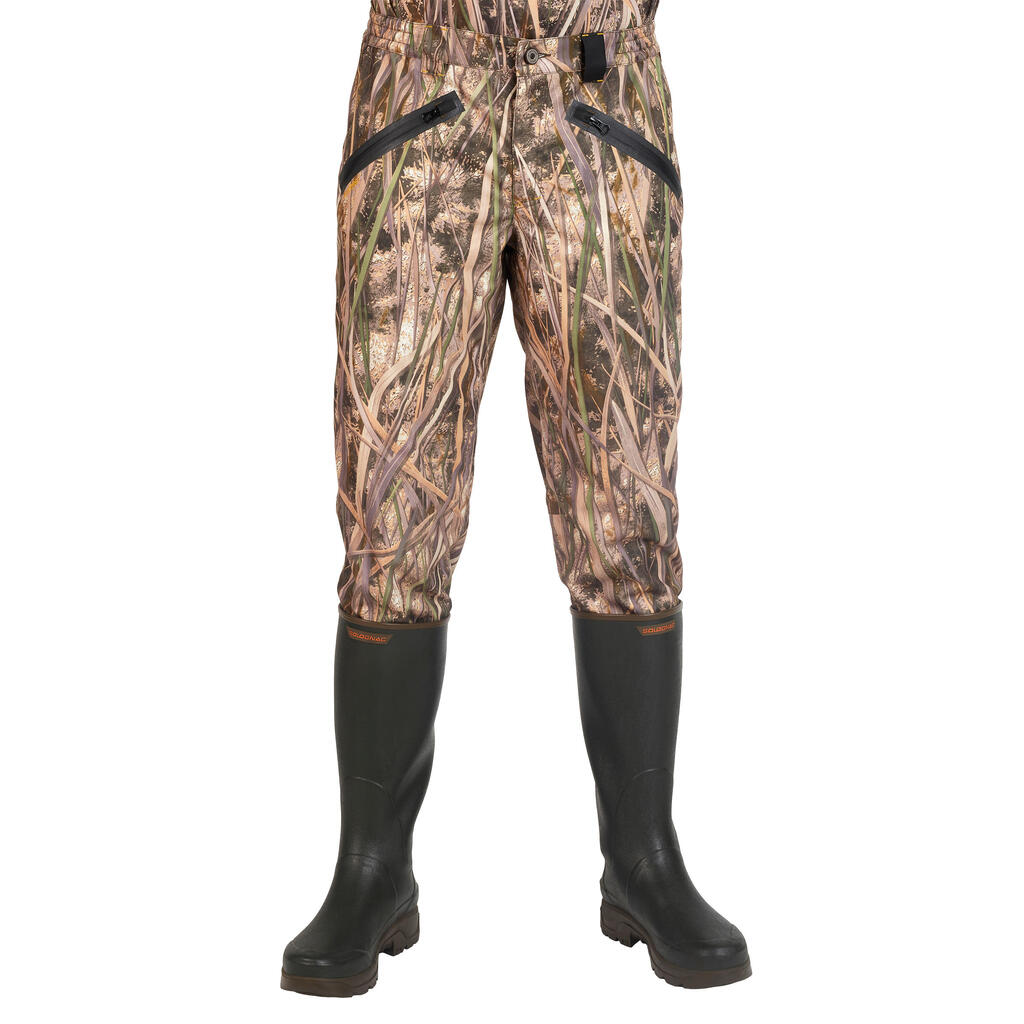 500 waterproof hunting trousers with wetlands camo