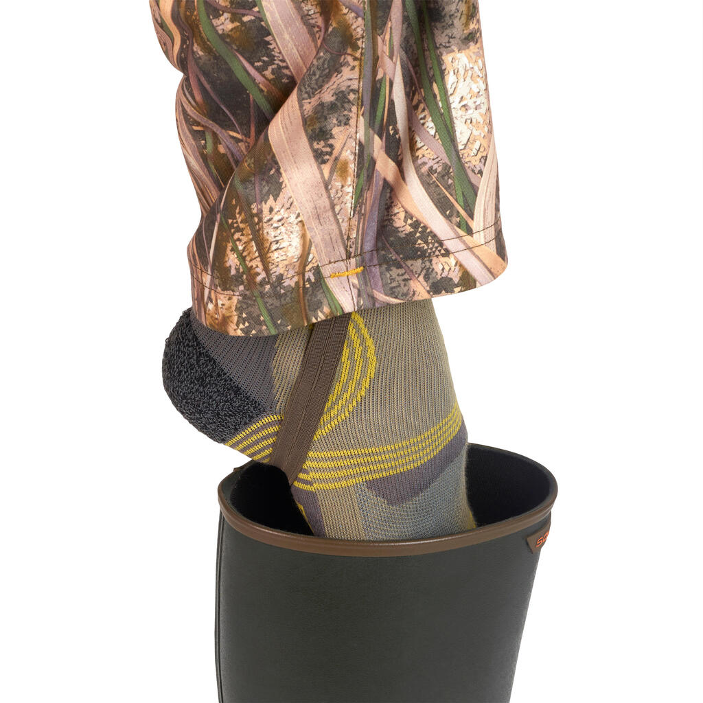 500 waterproof hunting trousers with wetlands camo