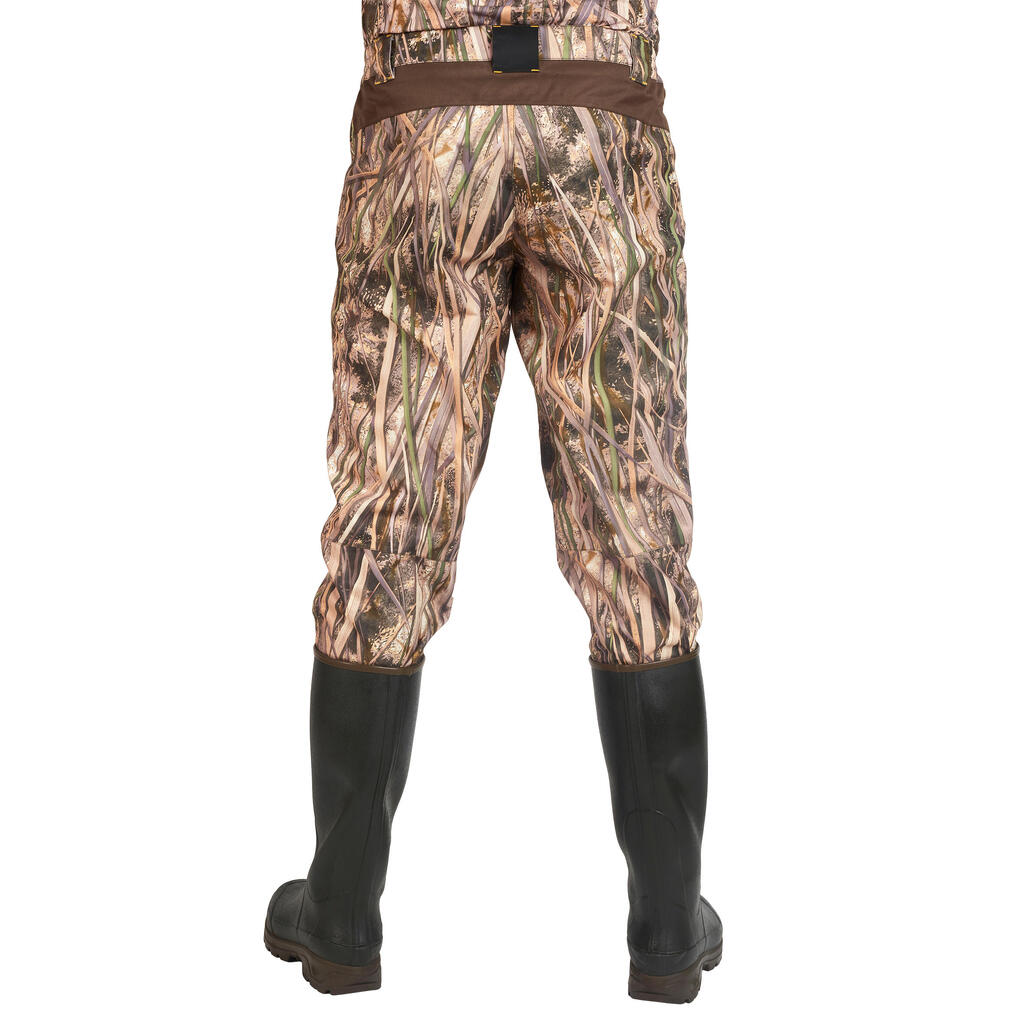 500 waterproof hunting trousers with wetlands camo