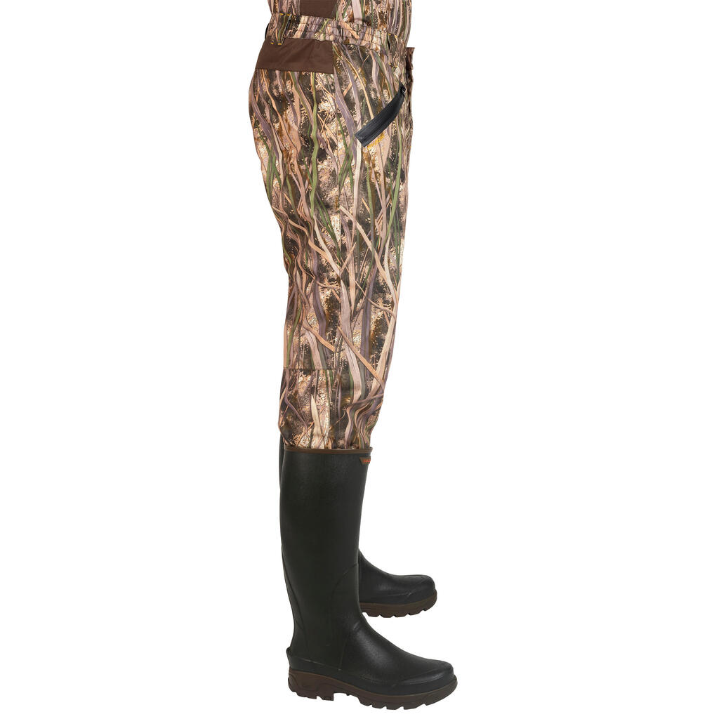 500 waterproof hunting trousers with wetlands camo