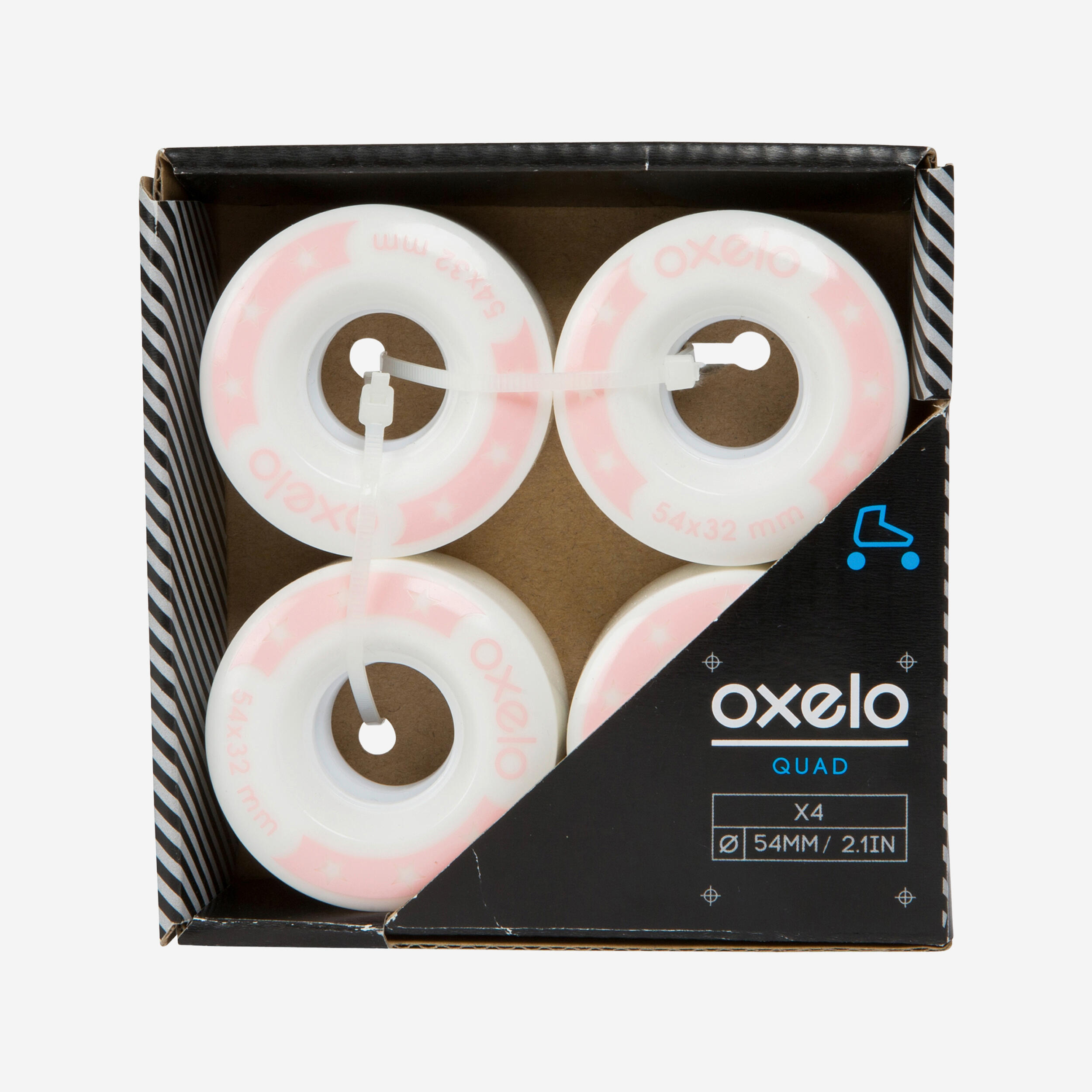 Oxelo 54 mm 85a Roller Skate Wheels 4-pack - White