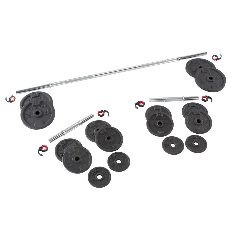 Weight Training Dumbbells And Bars Kit 50 Kg Domyos By Decathlon