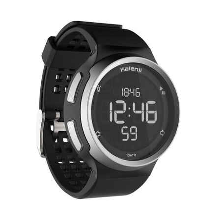 W900 men's running stopwatch reverse screen - Black