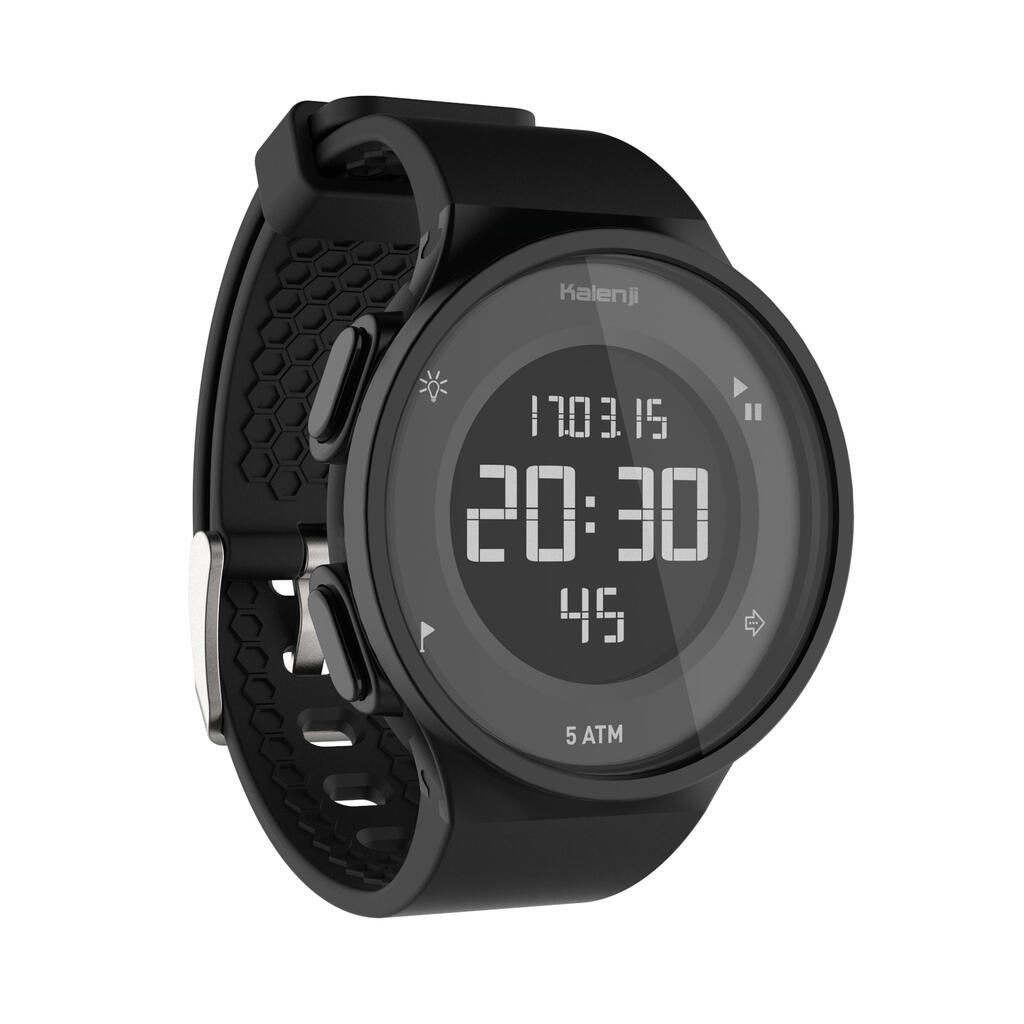 W500 M men's running stopwatch reverse screen - Black