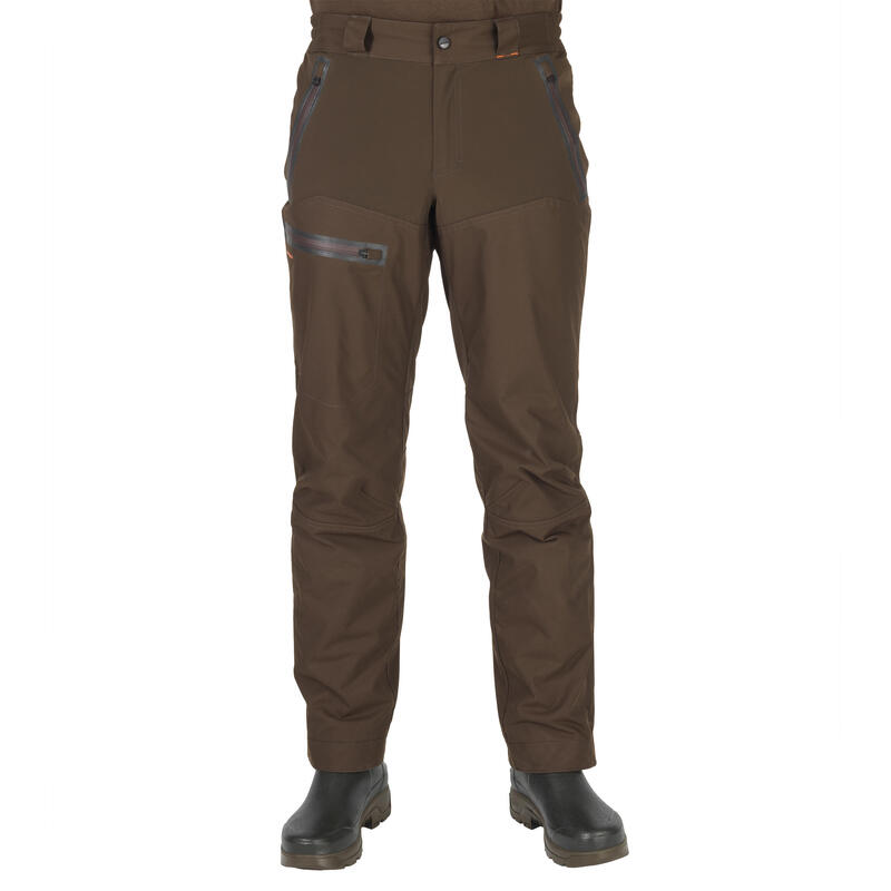 Pantalon chasse imperméable renfort marron 900