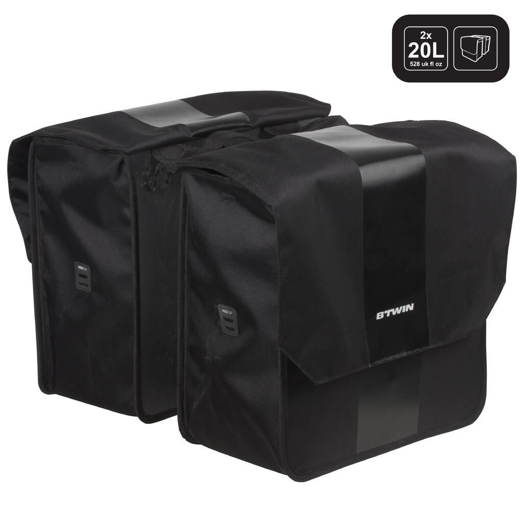 Doppel-Fahrradtasche Gepäcktasche 500 2×20 L schwarz