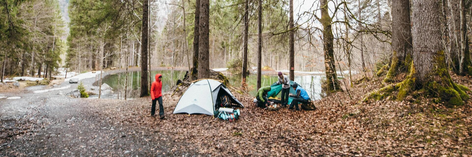 Banner acampar no Inverno / frio