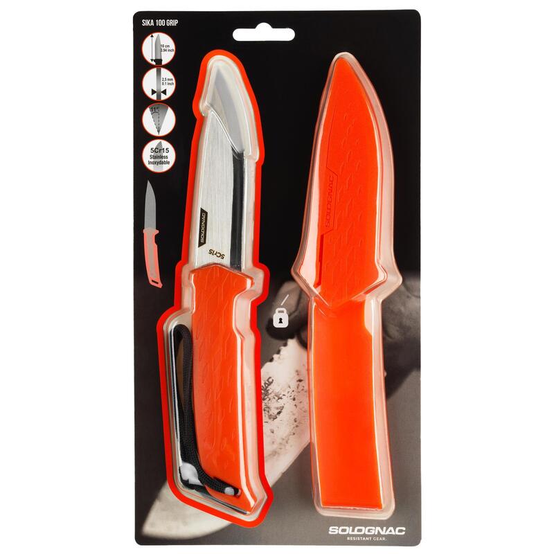 Couteau chasse 10cm fixe GRIP Orange sika 100