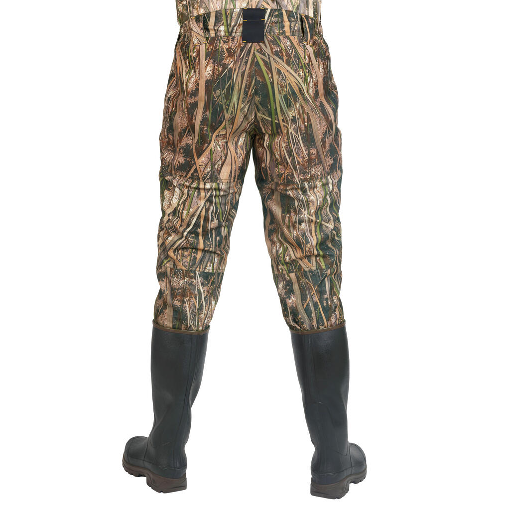 500 Warm Waterproof Hunting Trousers - Wetlands Camo