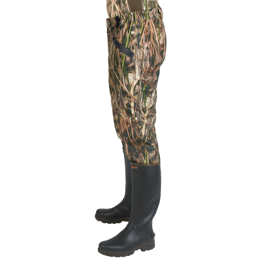 500 Warm Waterproof Country Sport Trousers - Wetlands Camo