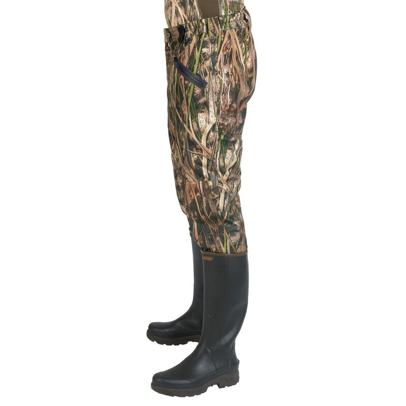 Pantalon chasse chaud et imperméable 500 camouflage marais