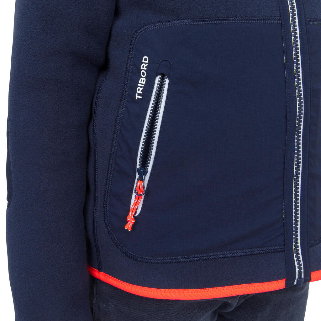 Kids' warm reversible sailing fleece 500 - Navy/pink