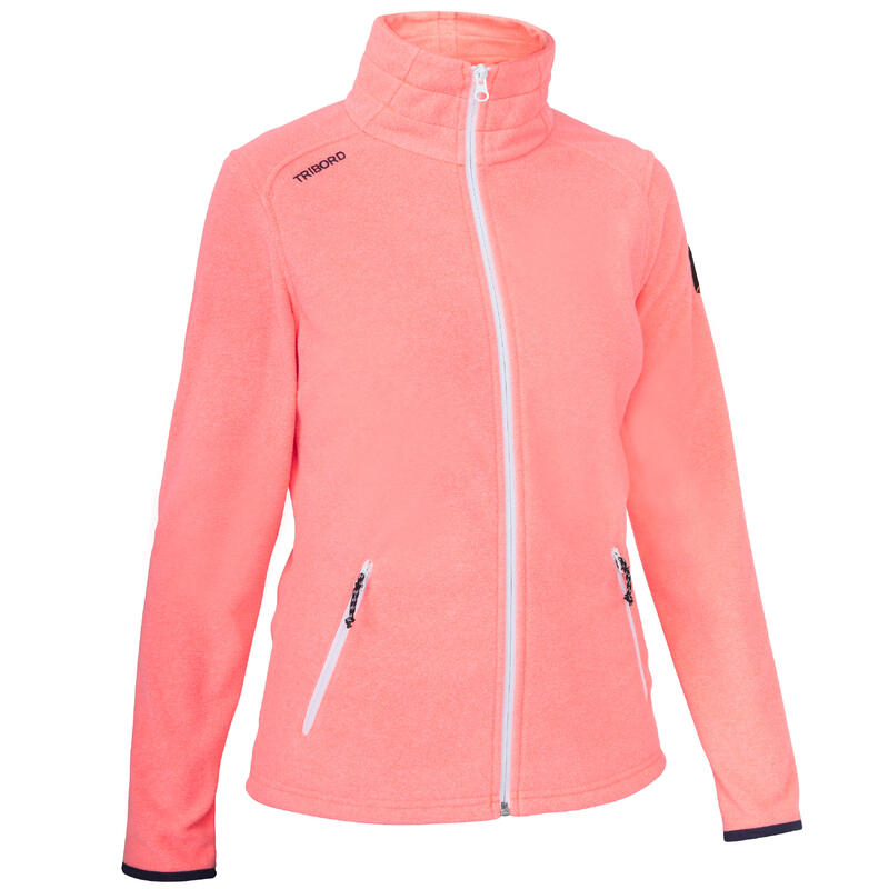 Polaire de voile déperlante femme RACE 100 corail fluo.